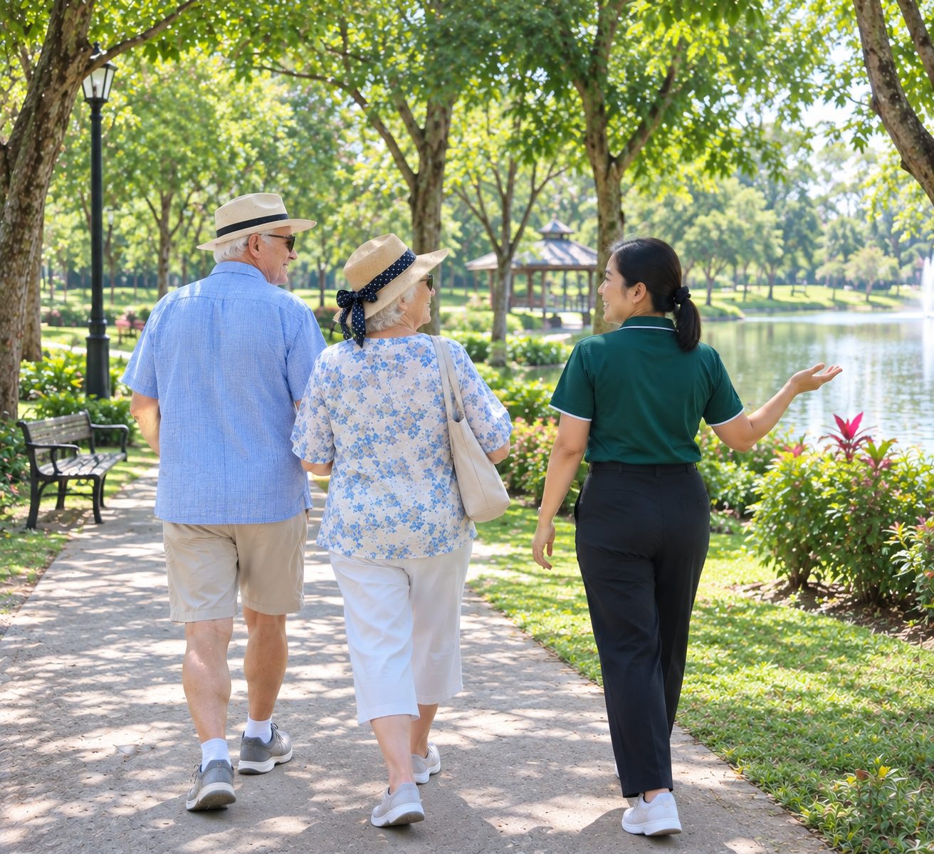 Outdoor walk with a caregiver
