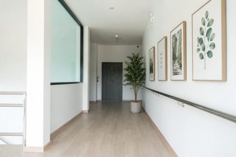 Corridor with handrails