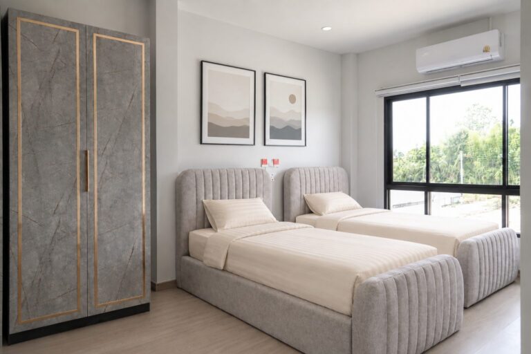 Twin-bed room with wardrobe